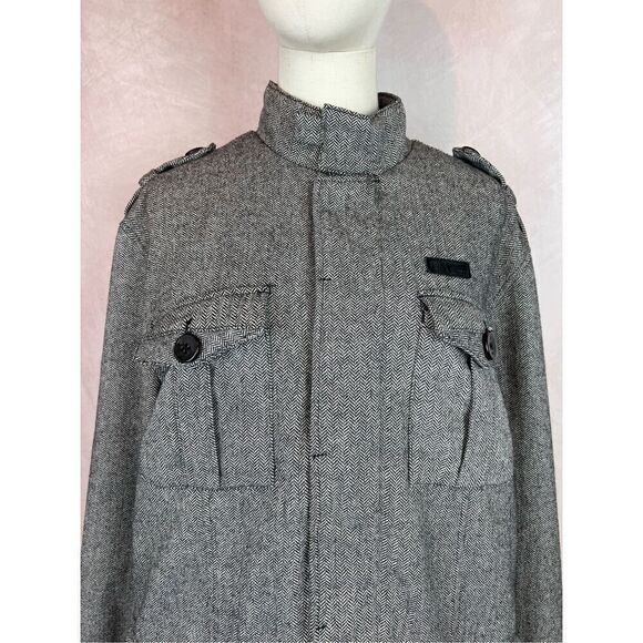 Men’s Wool Blend Outer Coat Zoo York Herringbone Pattern Size Large - Picture 4 of 11